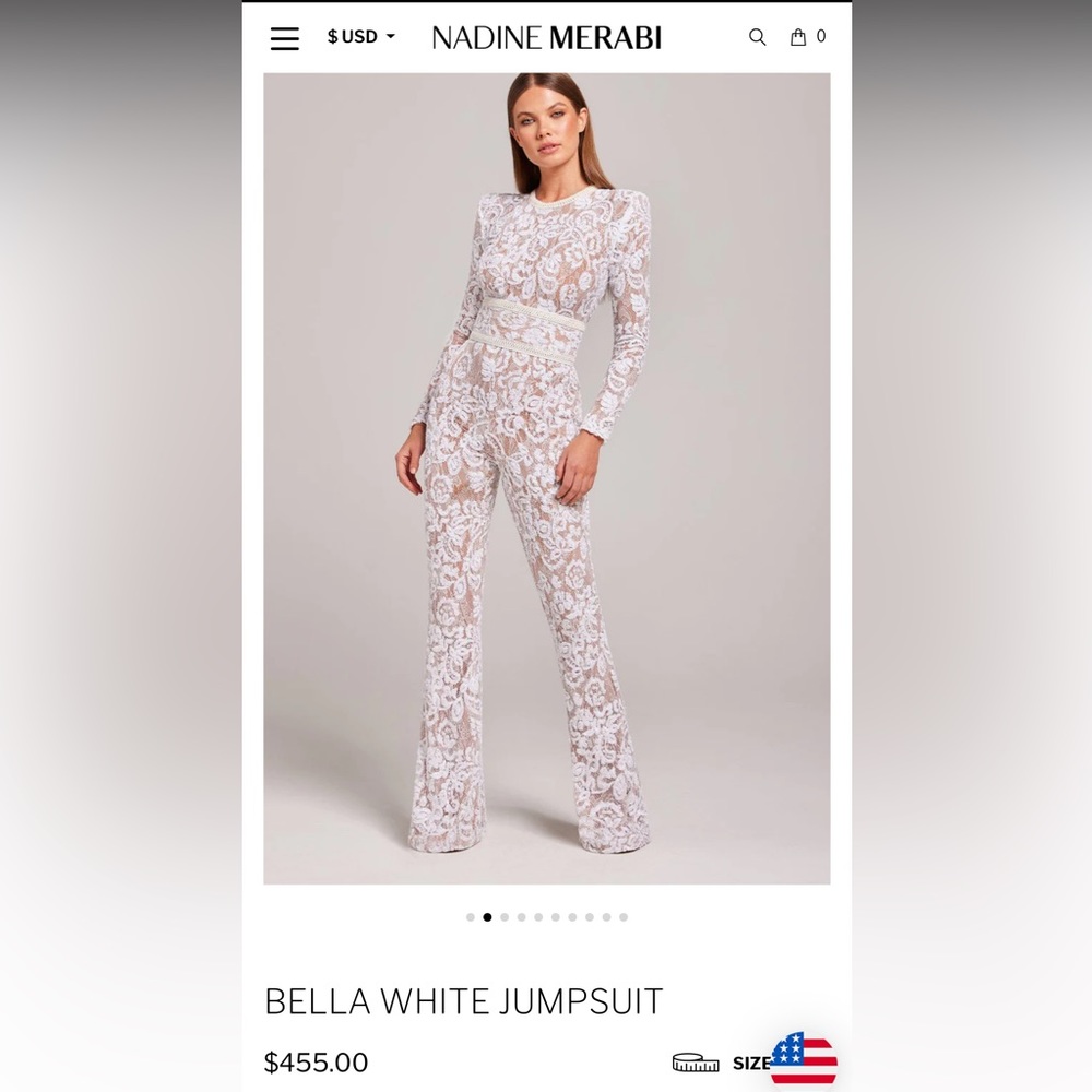 Nadine Merabi Bella White Jumpsuit - Size Medium (M)